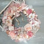 (rtiz-327様専用ページ)X'masリース(27.5cm)＊ニュアンス･ピンクのDecemberガーデン＊フラワーリース・ウィンターリース・ガーデンリース・ピンクリース