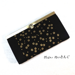 金の桜の口金長財布