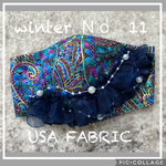 ハンドメイド❁11winter❁USA❁紺色オーガンジーレースフリルサテンフリルマスク