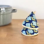 SALE！ふかふか鍋つかみ☆北欧柄のお花☆青
