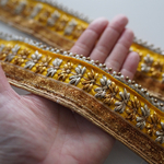 【1mカット済み】異素材ミックス　刺繍リボン  【マンダリンオレンジ】インド刺繍リボン