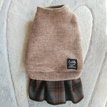 犬服Msize！温か！チェックスカート
