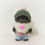モグラちゃん用冬のお出かけ3点セット(カーキ×ピンク)