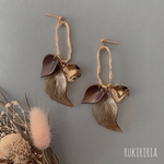 RUKIRIRIA #643 ゴールド×花びら×リーフピアス  大ぶりピアス 大ぶりイヤリング 