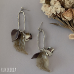 RUKIRIRIA #644 シルバー×花びら×リーフピアス  大ぶりピアス 大ぶりイヤリング 