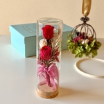 赤いバラのボトルフラワー 花言葉入り / 卓上 置物 / ガラス瓶 誕生日 結婚祝い プチギフト ラッピング