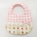 追加追加  前で取り外しができるスタイ　🌼ケーキ柄＆ピンクギンガムチェック