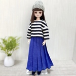 ●送料無料● リカちゃんサイズ服 トータルコーディネート4点　セット販売　鮮やかブルー プリーツスカート