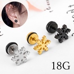 雪の結晶 ボディピアス ストレートバーベル ステンレス 雪マーク 冬 軟骨ピアス イヤーロブ ヘリックス 18G 片耳