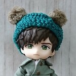 【即納】ポンポン付きクマ耳ニット帽-緑-