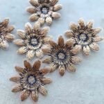 サイズ変更あり　4枚【ef7-1-L】 刺繍 　フラワーパーツ  　花  
