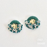 ピアス／イヤリング ⚪︎◯bubbles⚪︎*  green ビーズ刺繍 