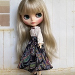  オフショルブラウスのワンピース  リバティのスカート   1/6ドール用