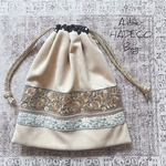 巾着バッグ HADECO おしゃれ 個性的 巾着 ショルダーバッグ ハンドメイド バッグ コーデ お出かけ デート アンティーク 個性派 リボン 可愛い かわいい ドット 花柄 チェック