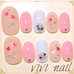 ピュアピンク×ハートパールネイル
