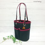 【wa様専用】№1369 倉敷帆布 縦長ラウンドトートS～ブラック×ラズベリー