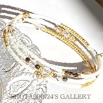 ❣️Thanks100❣️ ［再販8］ホワイト×ゴールド ３連　　　　　　コイルブレスレット　#SSコレクション2022   パステルカラー