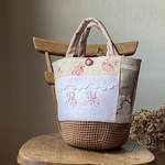 アンティーク*手刺繍*イニシャル刺繍*かごバッグ*パッチワーク*ove&eco