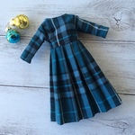 ブライス人形・リカちゃん人形のハンドメイド洋服＊ブルー系タータンチェックのプリーツワンピース