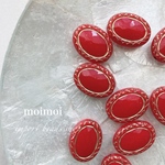 〈6個*No.1542〉 import アンティークレッドオーバルビーズ