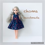 リカちゃん　服　ワンピース　チェリー　ネイビー