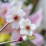 ローズクォーツの桜のかんざし　天然石　U字　簪　和装髪飾り ヘアアクセサリー