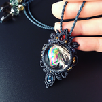 smokey rainbow quartz  × kyanite / macrame  amulet　 #マクラメネックレス#