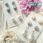 2way くすみ＆パール «ブルー» ピアス イヤリング 