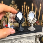 【〜NEW〜】☠️  骸骨フレームのダークミラー＊　　ダークファンタジーシリーズ☠️ お色は2色★　ミニチュア ブライス  リカちゃん などに♪ ハロウィン・Xmas   数量限定