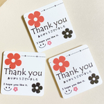 No.146 サンキューシール　40枚 ハンドメイド ありがとうシール　赤と黒のお花シール