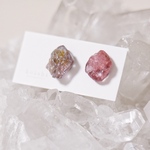 【1点もの】スピネル原石のステンレスピアス【アシンメトリーset】天然石 原石アクセサリー