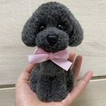 動物ぽんぽん　トイプードル   濃いグレー（鼻ボタンタイプ）