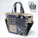 ＊サイドポケット付きトート 小鳥とドット柄＊