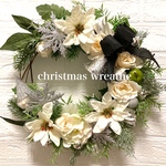 三日月・大人シックなホワイトクリスマスリース
