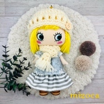 🍂冬用とんがり帽子再販✨着せ替え〈4点セット〉ෆ̈　(とんがり帽子・マフラー・トップス・ティアードスカート)ボタン付き　可愛いෆ̈オフホワイト　グレー　ボーダー　花柄🍁 