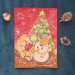❮水彩画❯雪だるま ポメラニアン クリスマスツリー