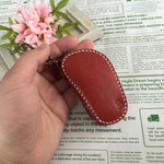 本革手縫い   足型  車 スマートキーケース   レッド