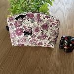 ♡花柄と黒猫ミニポーチ♡ピンク♡