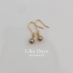 4ミリパールのシンプル揺れピアス・イヤリング/アッシュグレージュ