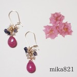 《再販》【14kgf】ピンクサファイア＆アイオライトピアス