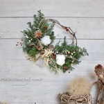 Christmas half wreath  2021 クリスマスハーフリース 　コットン　　ドライフラワーリース　
