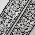 【1m】シルク　刺繍リボン   ブラック