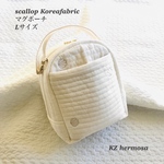Lサイズ　scallop Korea fabric マグポーチ　保冷保温 ポーチ　シェル