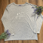 オコジョのピッピ　長袖Tシャツ　杢グレー