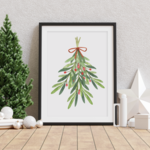 クリスマススワッグ/水彩画/アートポスター/フラワーアート