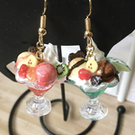 ミニチュア いちごとメロンのフルーツパフェ ピアス or イヤリング