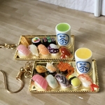 ミニチュア お寿司プレートお茶付のピアス or ストラップ