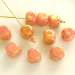 再販 チェコビーズ10個setスクエアキューブCWオペークピンク5×5×7㎜