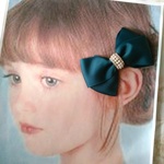 バレッタ　シュシュ　フォーマル　卒業式　入学式　リボン　青緑　りぼん　ヘアアクセサリー　ビジュー　ヘアアクセ