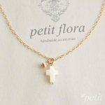 14kgf-gold beads&　cross プチネックレス